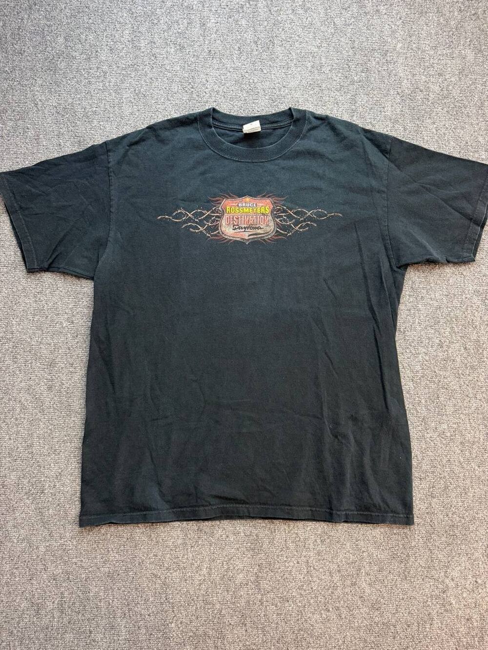 Anvil Bruce Rossmeyer's Destination Daytona Men's XL Black Y2K Biker T-Shirt